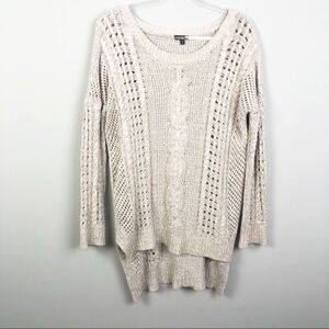 EXPRESS | Open Knit High Low Sweater Beige X-Small